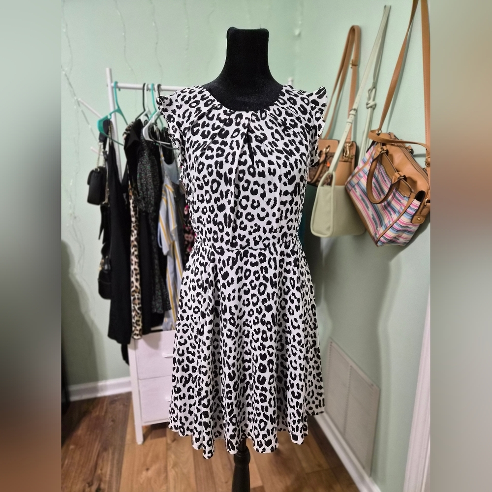 Express Black and White Animal Print Mini Dress